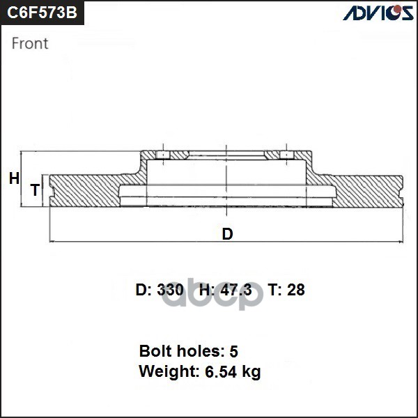 Диск Тормозной Пер C6f573b ADVICS арт. C6F573B