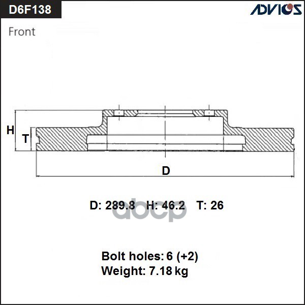 Диск Тормозной Пер ADVICS арт. D6F138B