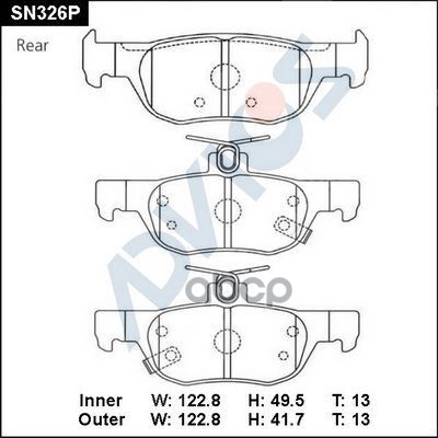 Дисковые тормозные колодки ADVICS ADVICS арт. SN326P