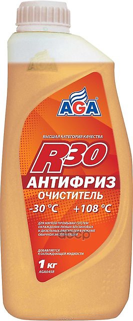 Антифриз очиститель для промывки системы охлаждения AGA готовый -30C безцветный 1 кг AGA045R AGA арт. AGA045R
