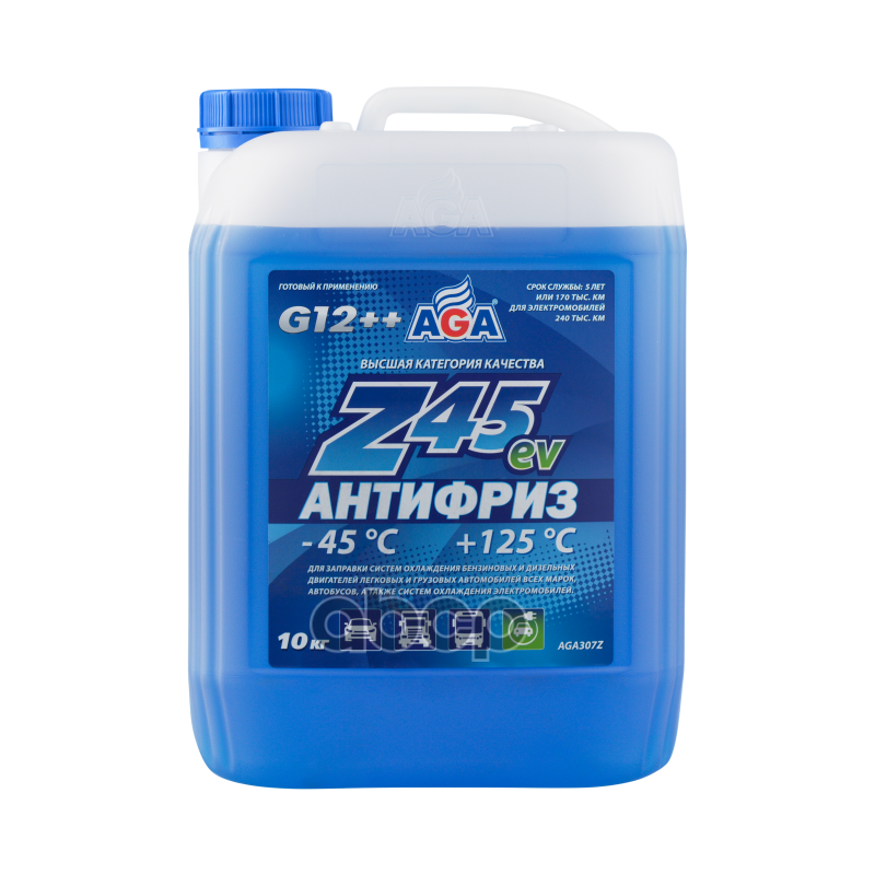 Антифриз  готовый к применению  синий  -45С  10 кг  G-12++ AGA ANTIFREEZE AGA-Z45  PREMIX AGA арт. aga307z