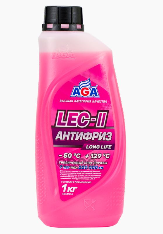 Антифриз AGA LEC-II LONG LIFE  розовый  –50 °С (1 кг) (соответствует ASTM D3306  GB29743 (LEC-II  Ки AGA арт. aga318ll