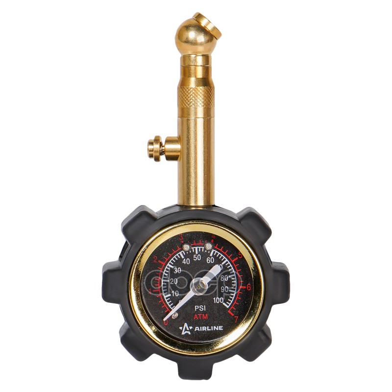 Манометр стрелочный металл. 7АТМ диам. 40мм обрезин. с клапаном сброса PRO (AEAS001) AIRLINE арт. aeas001