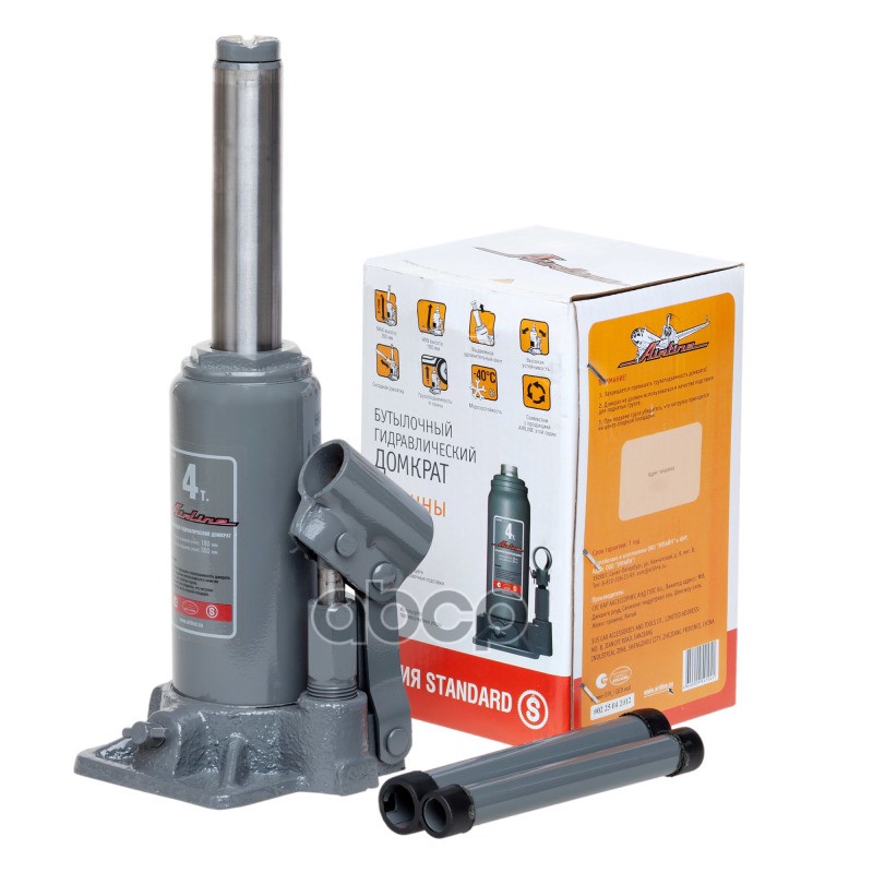Домкрат бутылочный Standard 4т (MIN - 180мм/MAX - 350мм)  AJ-B-04S AIRLINE арт. AJ-B-04S