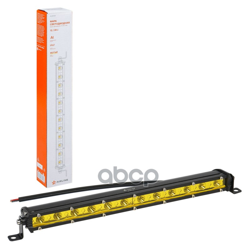 Фара светодиодная (балка) однорядная 12LED, желтый направленный свет, 18Вт, 343x30x47мм, 12/24В (ALE AIRLINE арт. ALED163