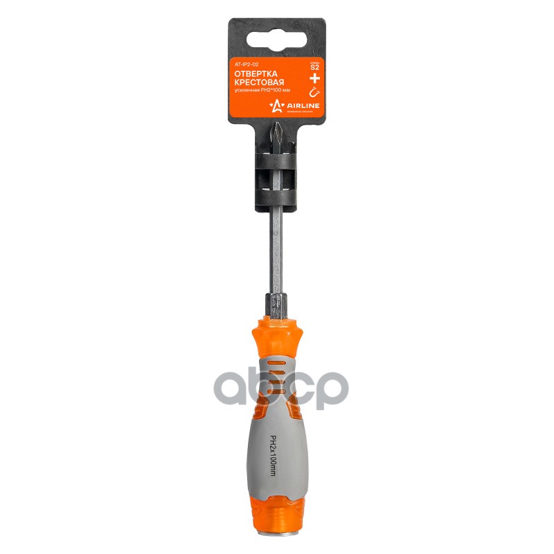 Отвертка крестовая усиленная под ключ магнитная PH2*100мм (AT-IP2-02) AIRLINE арт. ATIP202