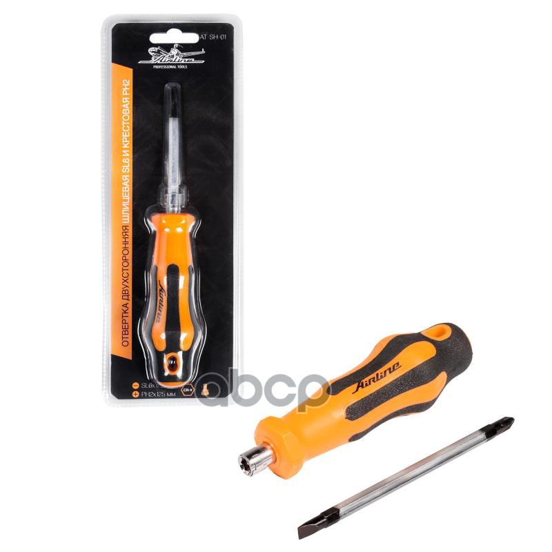 ОТВЕРТКА ДВУХСТОРОННЯЯ ШЛИЦЕВАЯ SL6 И КРЕСТОВАЯ PH2 125ММ (AT-SH-01) AIRLINE арт. ATSH01