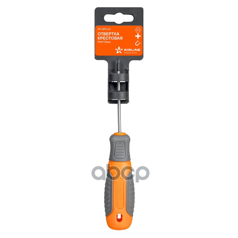 Отвертка крестовая с эргономичной рукояткой магнитная PH0*75мм (AT-SP0-01) AIRLINE арт. ATSP001