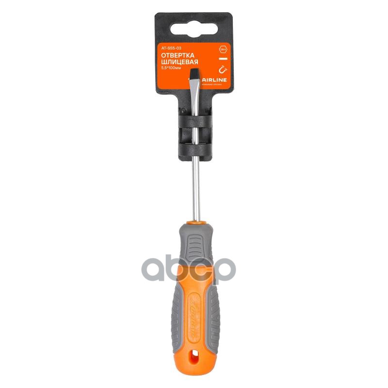 Отвертка шлицевая с эргономичной рукояткой магнитная SL5*1.0*100мм (AT-SS5-03) AIRLINE арт. ATSS503