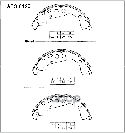 Колодки  торм. барабан. задние Toyota Corolla (E12  E16  E17-18) / Toyota Celica 99-> / Toyota Yaris ALLIED NIPPON арт. abs0120