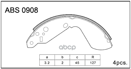 Колодки барабанные SUZUKI Vitara 9098 (D=254x45mm) ALLIED NIPPON ABS 0908 ALLIED NIPPON арт. ABS 0908