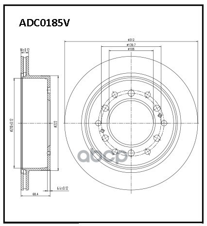 Диск Тормозной | Зад | ALLIED NIPPON арт. ADC0185V