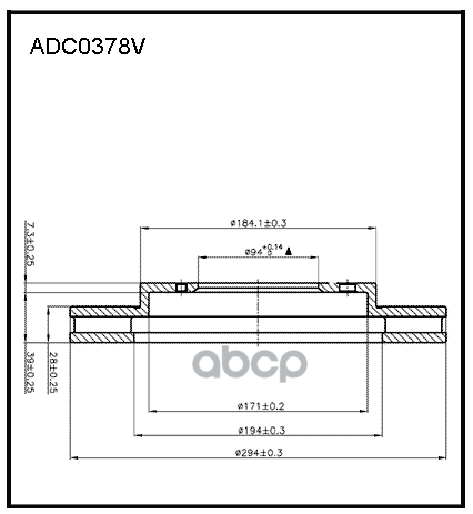 Диск тормозной вентилируемый передний  Mitsubishi Pajero Sport II 08-15  L200 05-15  14-> ALLIED NIPPON арт. adc0378v