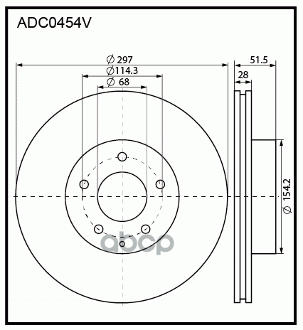 Диск тормозной вентилируемый передний Mazda 6 12-18  12->  CX-5 11-17 ALLIED NIPPON арт. adc0454v