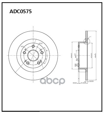 Диск тормозной задний Haval F7 18->  F7x 19->  M6 Plus 21-> ALLIED NIPPON арт. adc0575