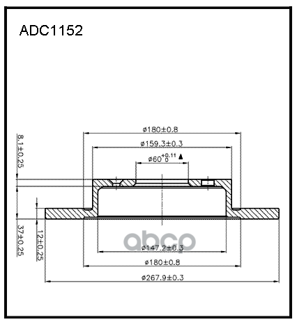 Диск тормозной задний Chevrolet Cruze (J300) 09-> / Chevrolet Cruze (J305) 11-> / Opel Astra J 09-15 ALLIED NIPPON арт. adc1152