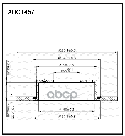Диск тормозной задний VW Caddy  Golf  Jetta / Skoda Octavia I  II  III  Yeti / Audi A3 03-12  Q2 ALLIED NIPPON арт. adc1457