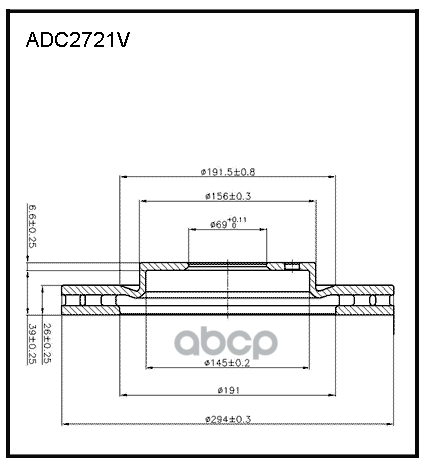 Диск тормозной вентилируемый передний  Mitsubishi ASX 10-12  Outlander II 06-12  III 12-> / Citroen ALLIED NIPPON арт. adc2721v