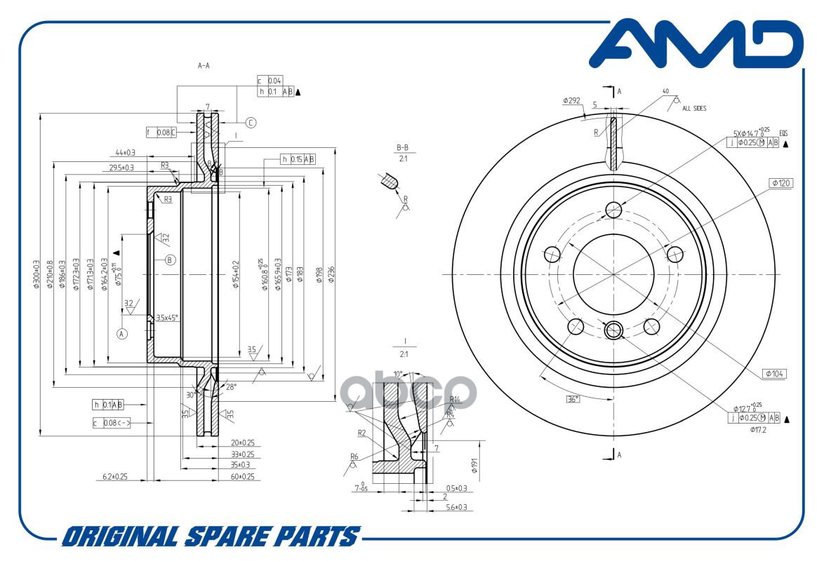 Диск Заднего Тормоза 34 21 6 855 007/Amd.bd339 Amd | Зад | AMD арт. AMDBD339