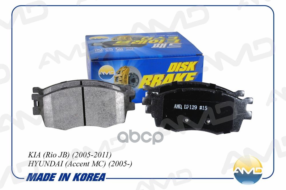 снято с пр-ва Колодки тормозные передние AMDBF129 AMD арт. AMDBF129