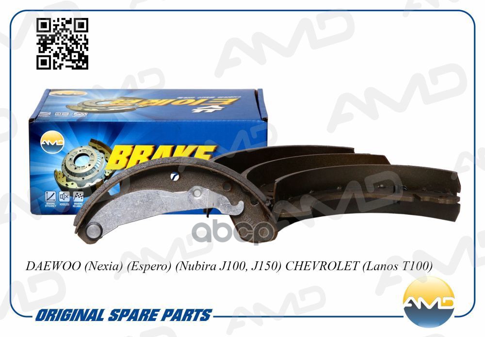 Колодки тормозные барабанные DAEWOO Nexia, Espero, Nubira J100, J150, CHEVROLET Lanos T100 AMDBF229 AMD арт. AMDBF229