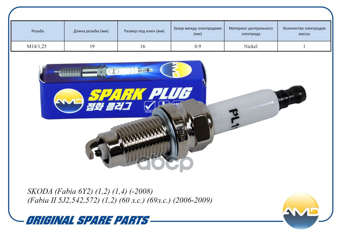 Свеча зажигания AMD арт. AMDPL119