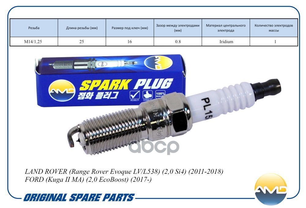 Свеча зажигания LR025605/ILTR6G8G/AMD.PL158 (Iridium) AMD AMD арт. AMDPL158