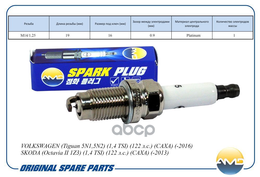 Свеча зажигания 101905626/PZFR6R/AMD.PL85 (Platinum) AMD AMD арт. AMDPL85