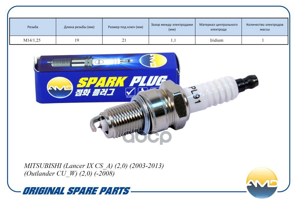 Свеча зажигания MN119500/IGR6A11/AMD.PL91 (Iridium) AMD AMD арт. AMDPL91