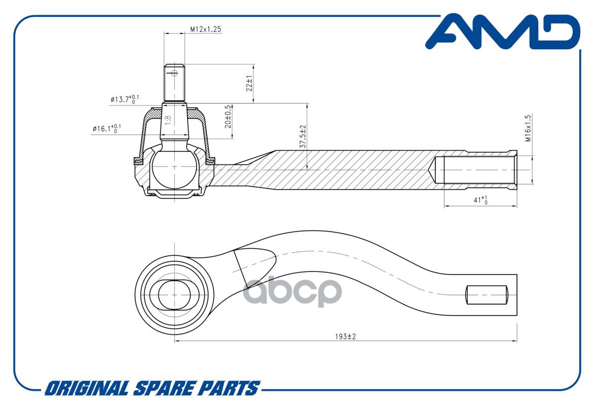 Наконечник рулевой правый MITSUBISHI Pajero IV V8_W, V9_W, 2006-2017 AMDTE419R AMD арт. AMDTE419R