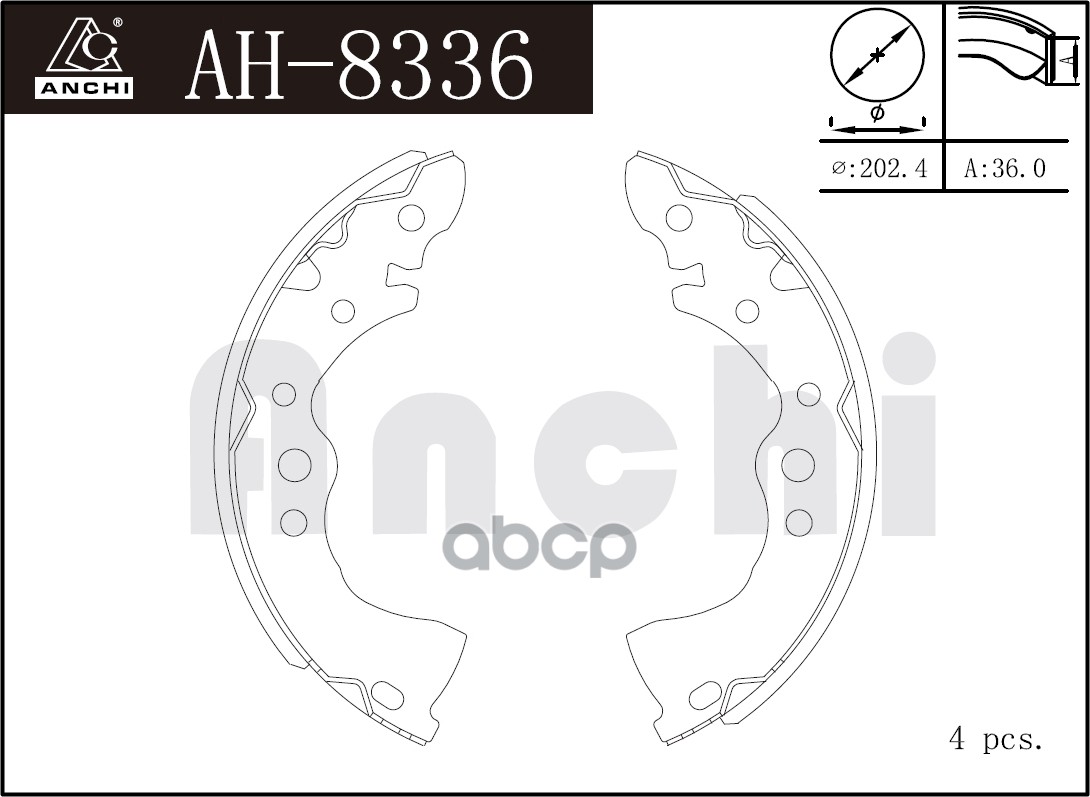 Тормозные Колодки Барабанные Nissan B10 ANCHI арт. AH8336