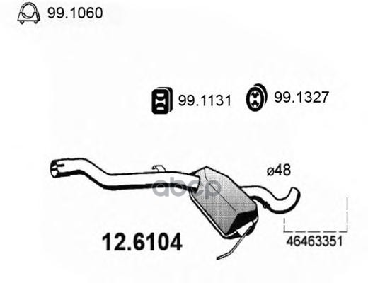 Средняя часть глушителя Fiat Coupe (FA/175) ASSO арт. 126104