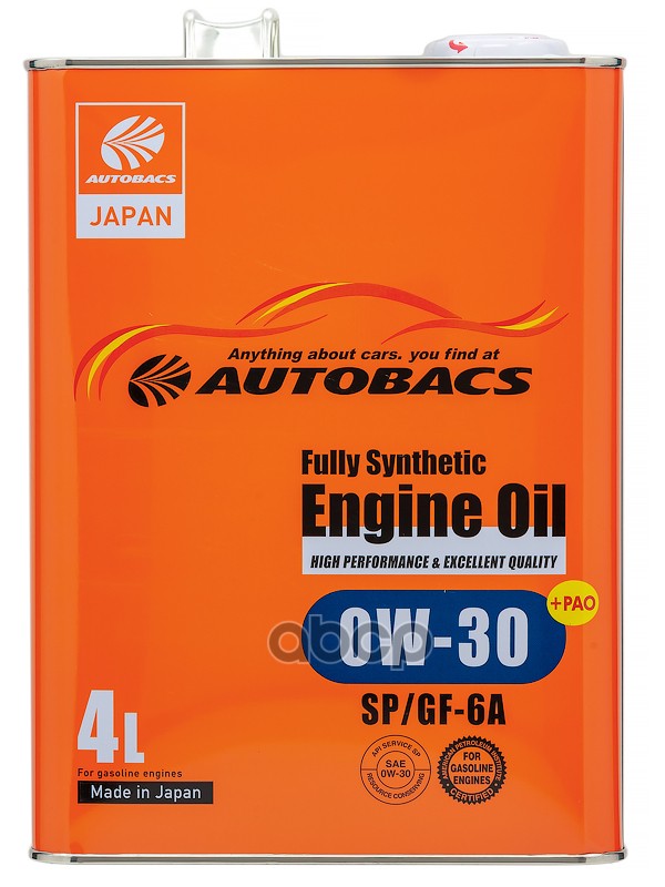 AUTOBACS Масло моторное AUTOBACS ENGINE OIL 0W-30 SP GF-6A 4л A00032234