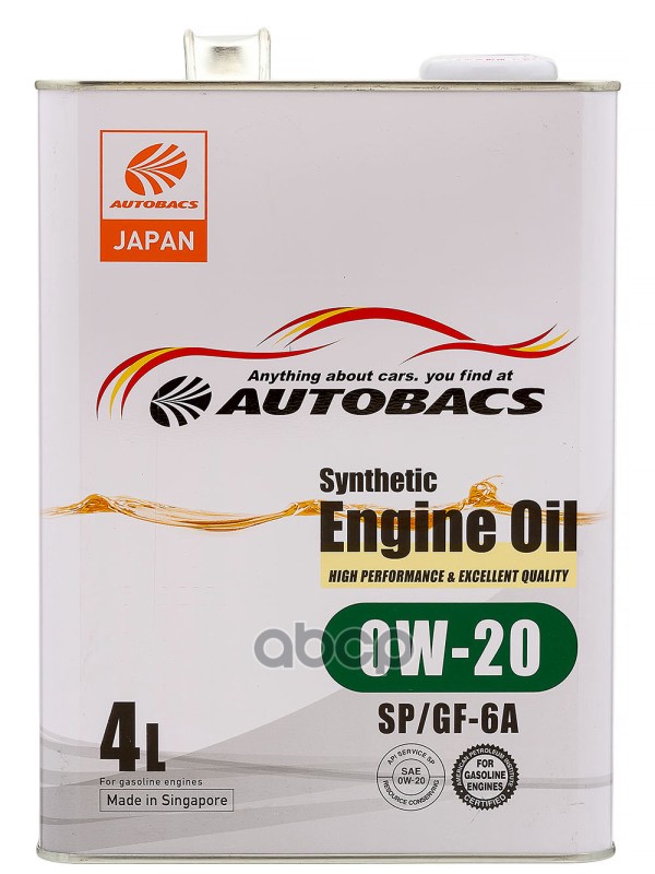 AUTOBACS Масло моторное AUTOBACS ENGINE OIL 0W-20 SP GF-6 4л A00032424