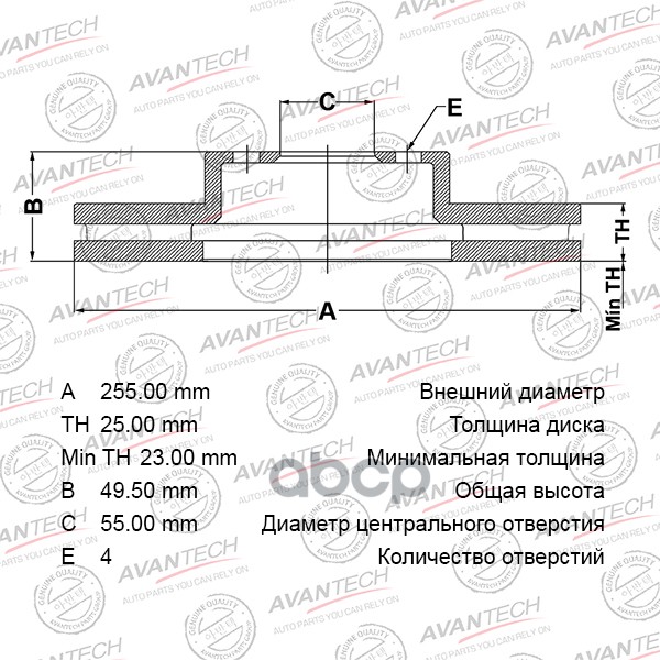 Диск Тормозной AVANTECH арт. BR0119S