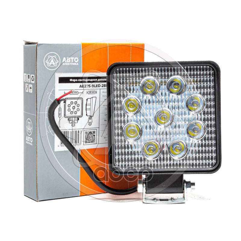 Фара Доп-Ая Lim Квадратная, Рассеивмый Свет, 9 Диодов,27W, (110Х28х140) 12/24V Avtoelectrica Ae27s-9Led-28Pc AVTOELECTRICA ар...