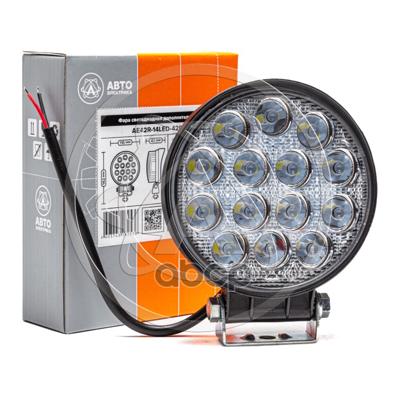 Фара Доп-Ая Круглая, Рассеивмый Свет, 14 Диодов,42W, (115Х42х142) 12/24V Avtoelectrica Ae42r-14Led-42Pc AVTOELECTRICA арт. AE...