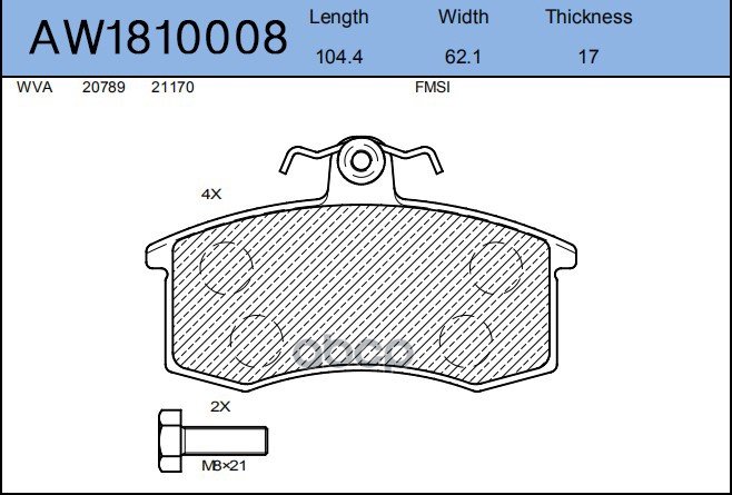 Колодка Тормозная AYWIparts арт. AW1810008