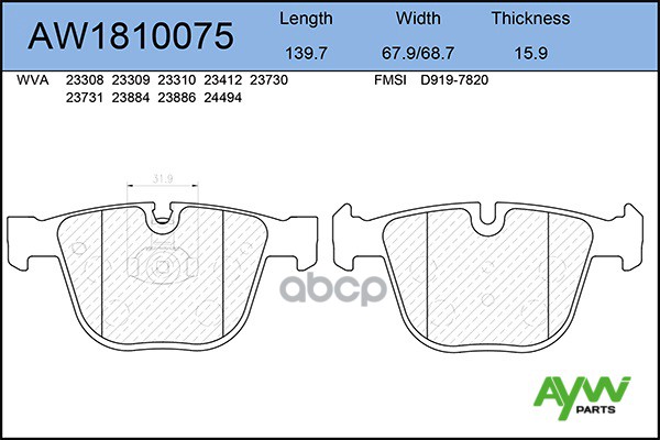 К-Т Дисков. Тормоз. Колодок AYWIparts арт. AW1810075