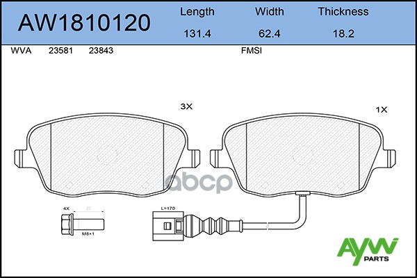 К-Т Дисков. Тормоз. Колодок AYWIparts арт. AW1810120
