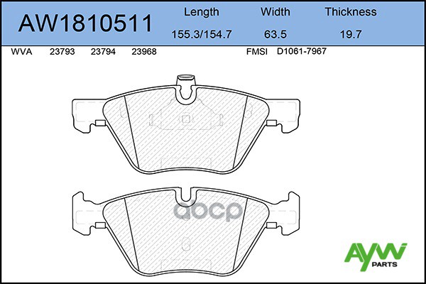 К-Т Дисков. Тормоз. Колодок AYWIparts арт. AW1810511