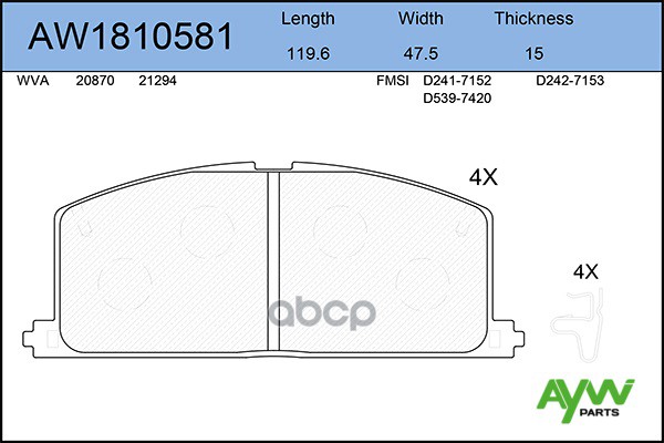 Aw1810581 Колодки Тормозные Передние Toyota Camry >92/Carina Ii (13") >92/Celica AYWIparts арт. AW1810581