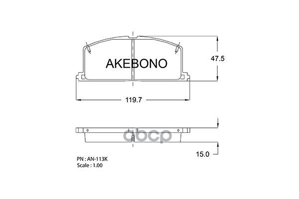 Колодки тормозные (Спереди) Toyota Caldina (T190) 92-02 / Camry Japan 82-92 Akebono арт. AN-113K