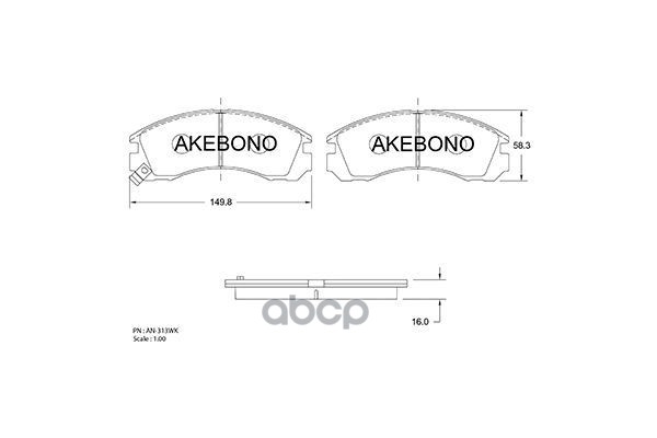 Колодки тормозные дисковые передние MITSUBISHI L200 AN-313WK Akebono арт. AN-313WK