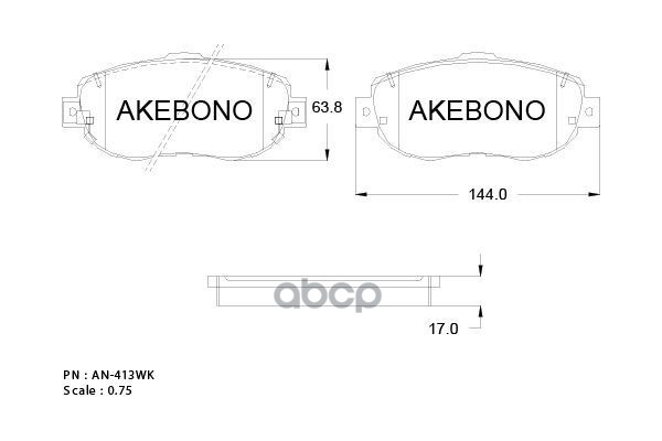 Колодки тормозные дисковые передние LEXUS IS I (_E1_) 99-05 AN-413WK Akebono арт. AN-413WK