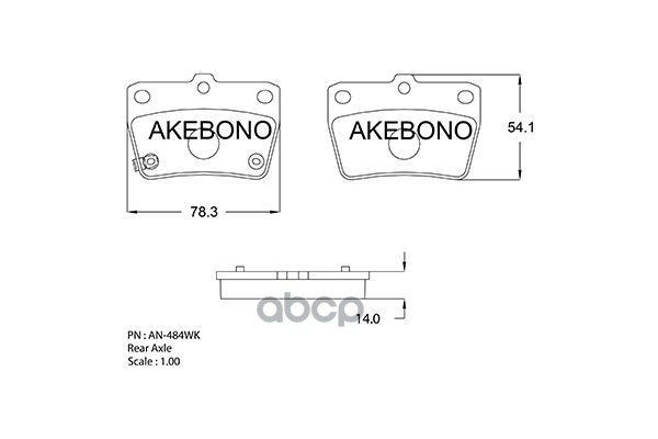 Колодки тормозные дисковые задние ПОДХОДЯТ ДЛЯ Toyota RAV4 II AN-484WK Akebono арт. AN-484WK