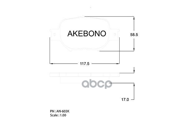 Колодки тормозные дисковые передние CALDINA _T24, CELICA T23, Will VS AN-603K Akebono арт. AN-603K