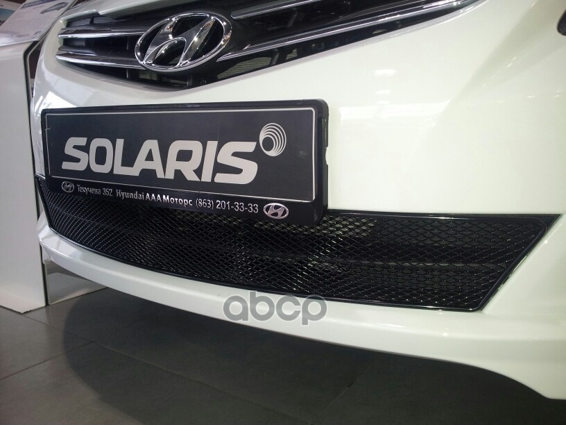 Сетка на бампер внешняя для HYUNDAI Solaris 2014-2017, черн., 15 мм / Хендай Солярис Arbori арт. 01-250514-15B