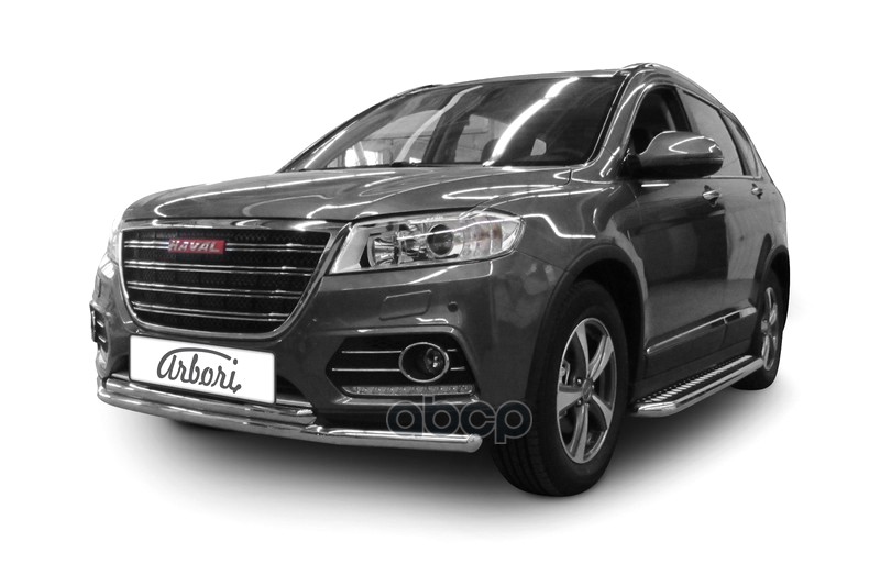 Защита Переднего Бампера D57+D42 Двойная Arbori Нерж. Сталь Для Haval H6 2014-Нв / Хавал Н6 Arbori арт. AFZDAHAVH602