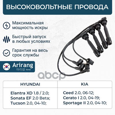Провода высоковольтные Hyundai (EF Sonata (02-) 2,0 Elantra 2,0 Tucson, M, Matrix), Kia (Cerato 03-0 Arirang арт. SPB113